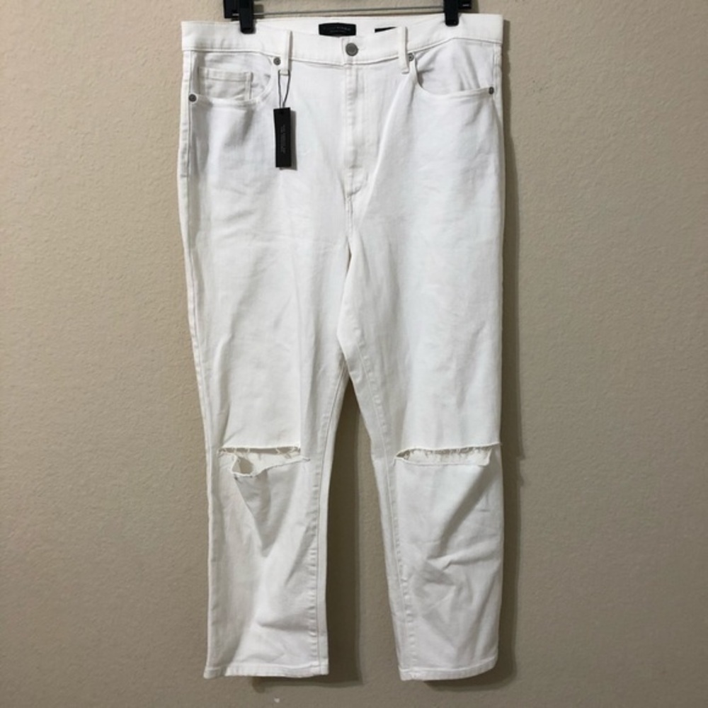 Banana Republic Jeans High Rise Distressed Trendy White Ripped Knee Retro